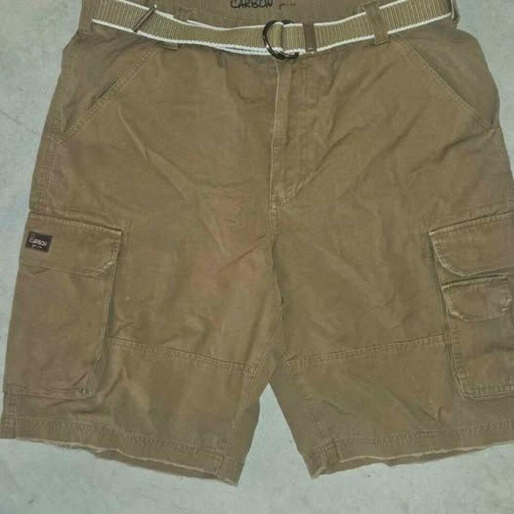 Vintage Carbon Jeans Cargo Shorts with Woven Belt Sz 38